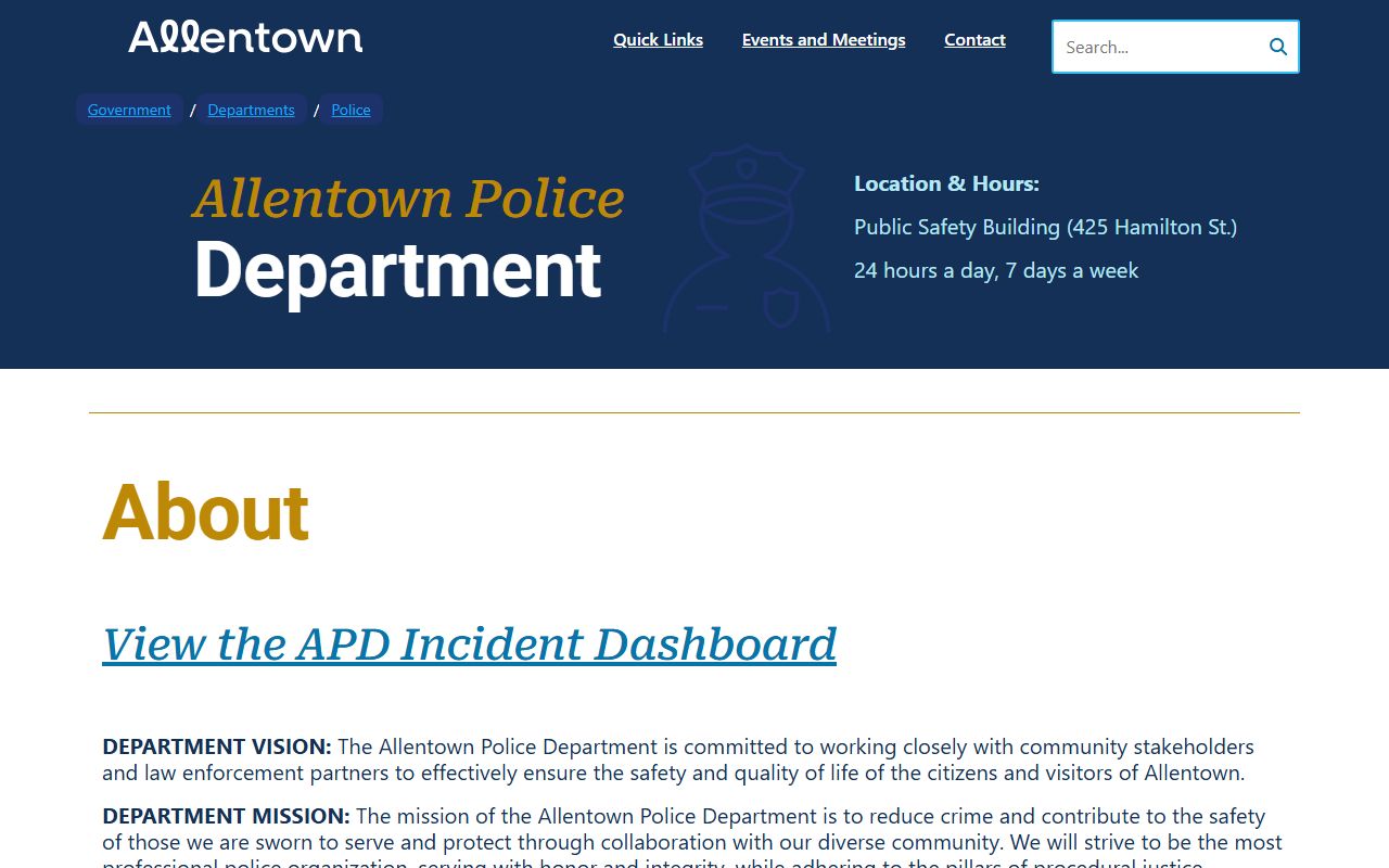 Allentown city police department DUI enforcement and case records