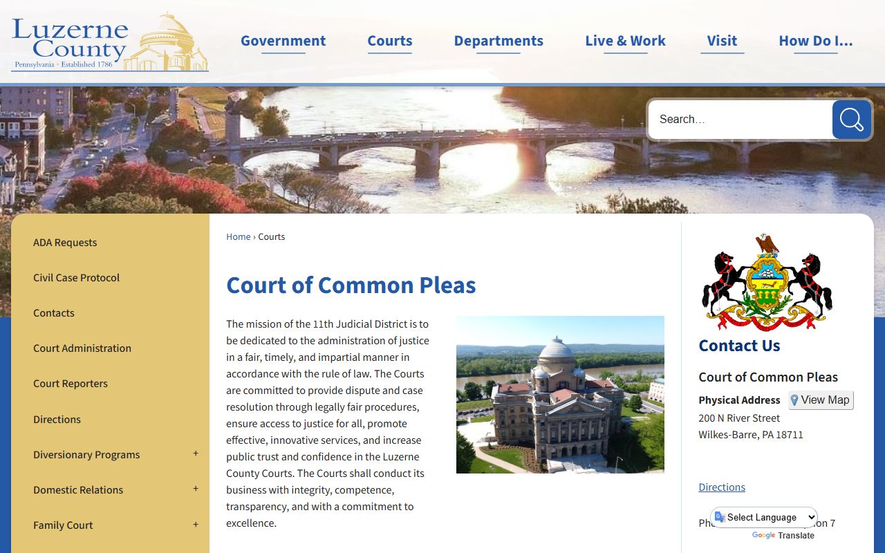 Luzerne County 11th Judicial District Court DUI case records