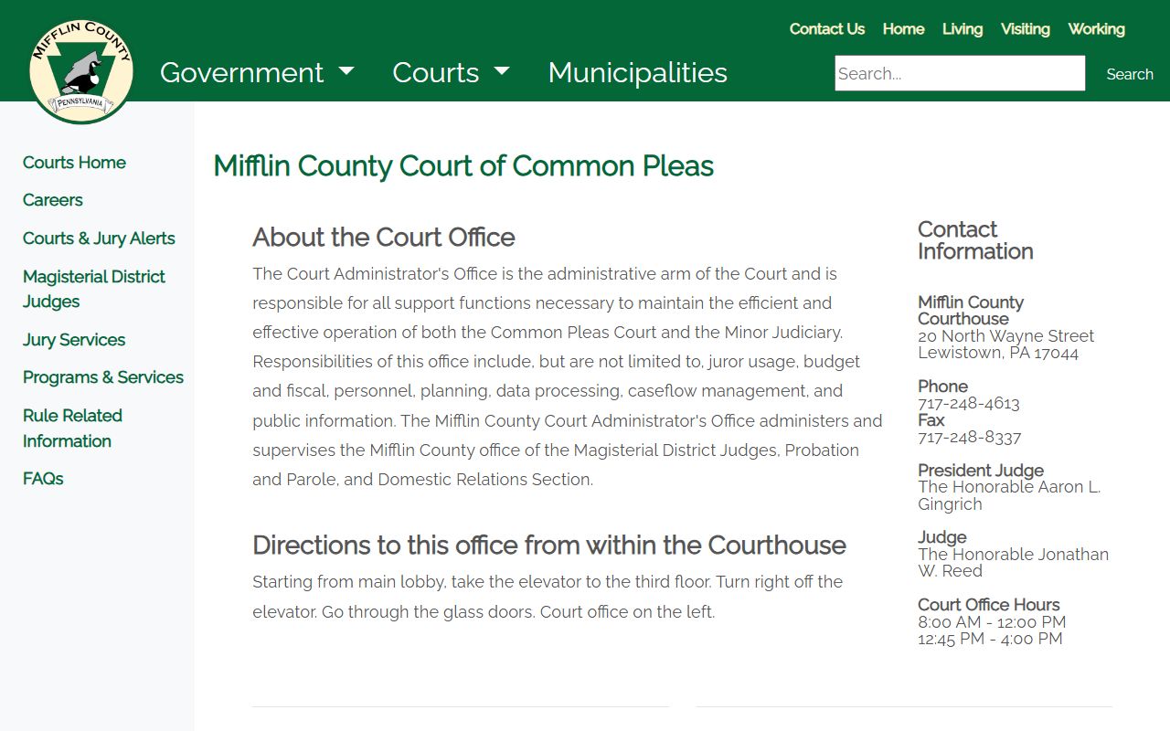 Mifflin County 49th Judicial District Court DUI case records