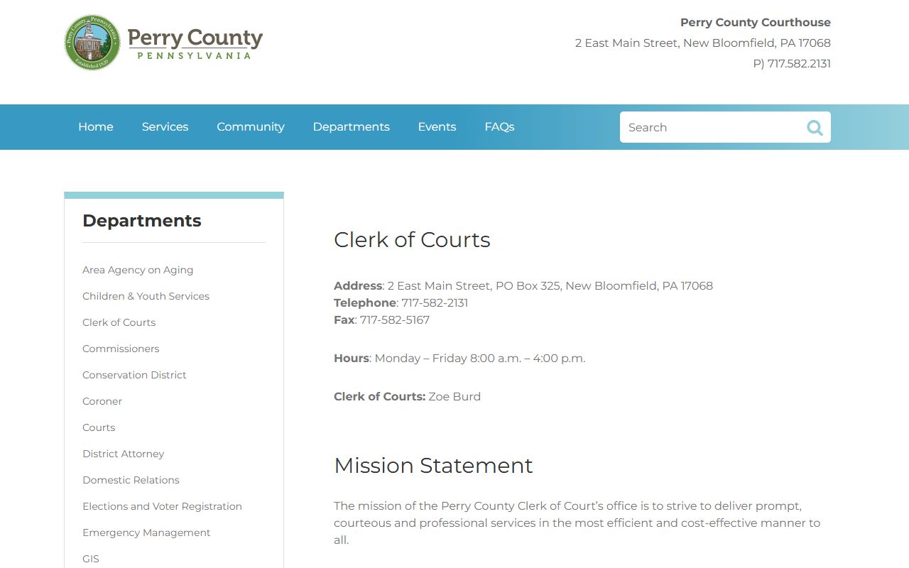 Perry County Clerk of Courts maintains DUI criminal records