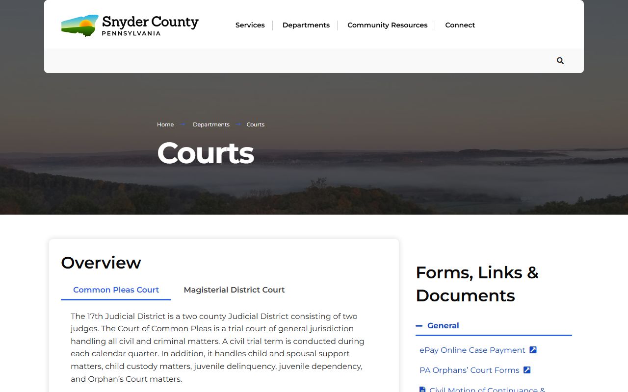 Snyder County 17th Judicial District Court DUI records